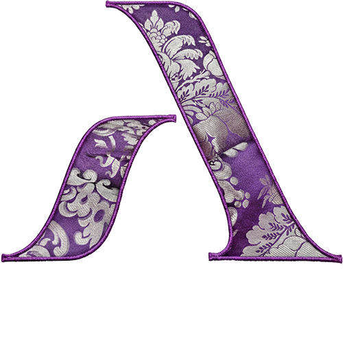 Icono marca Faaia con tela fallera morada y blanca