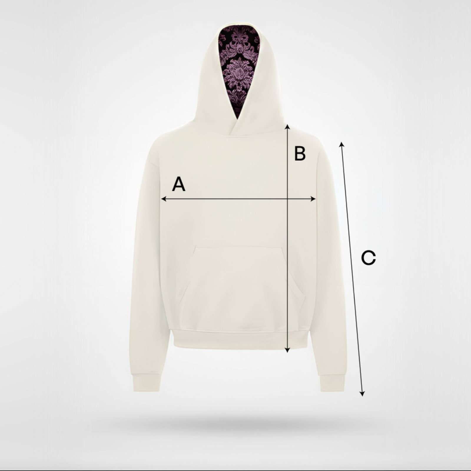 Sudadera de frente con tela fallera faaia - Guia de tallas