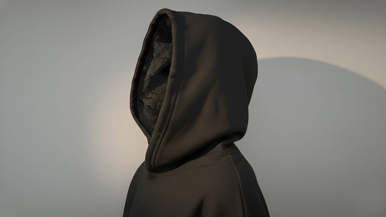 Sudadera oversize negra con capucha Faaia vista lateral