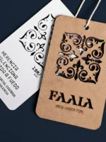 Etiquetas espectaculares de cuello marca Faaia.