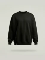 Sudadera Faaia negra con el dibujo del brocatel Santa Ana bordado en la espalda.