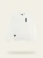 Sudadera blanca marca Faaia con tela fallera damasco en el pecho.