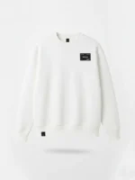 Vista frontal de sudadera blanca unisex oversize marca marca Faaia