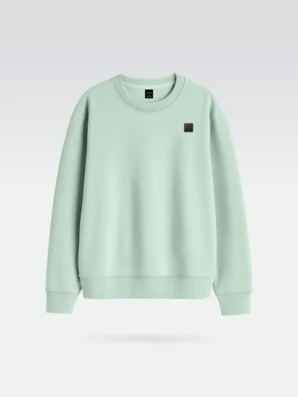 Sudadera de la marca Faaia de color verde Claro con un parche de micro inyeccion en el pecho.