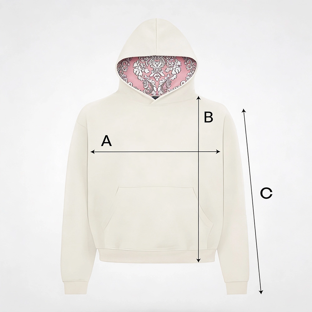 Guiado de tallas de la sudadera blanca modelo Rose de la marca Faaia.