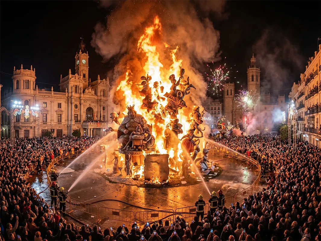 Falla en Valencia el día de la Cremà.