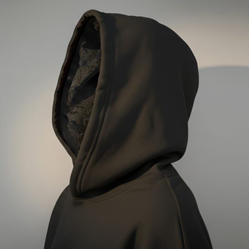 Sudadera oversize negra con capucha Faaia vista lateral