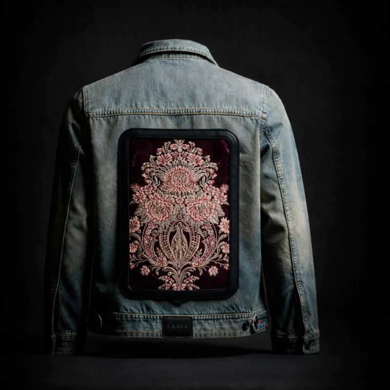 Chaqueta vaquera con brocatel valenciano marca Faaia Moda